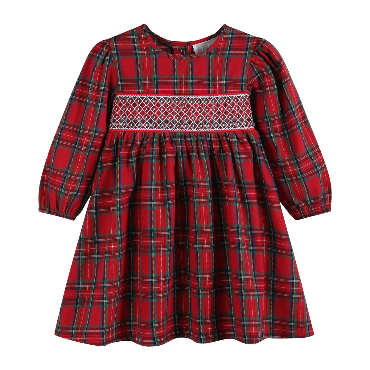 Red and Green Christmas Plaid Smocked Dress: Red