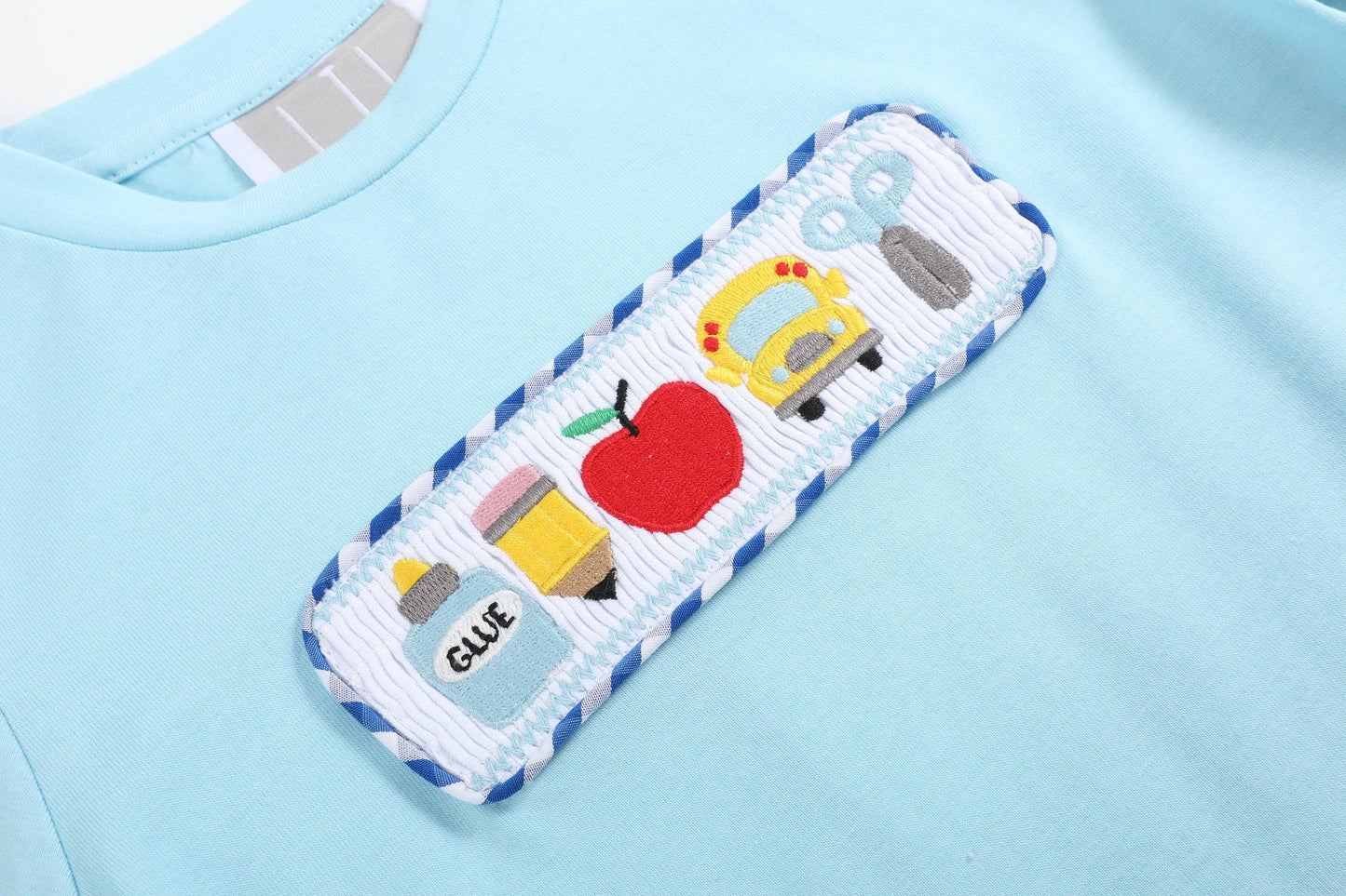 Light Blue Smocked School Shirt and Shorts Set