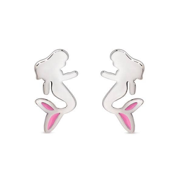 Mermaid Stud Earrings In Sterling Silver