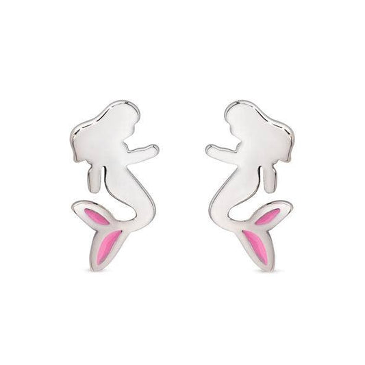 Mermaid Stud Earrings In Sterling Silver
