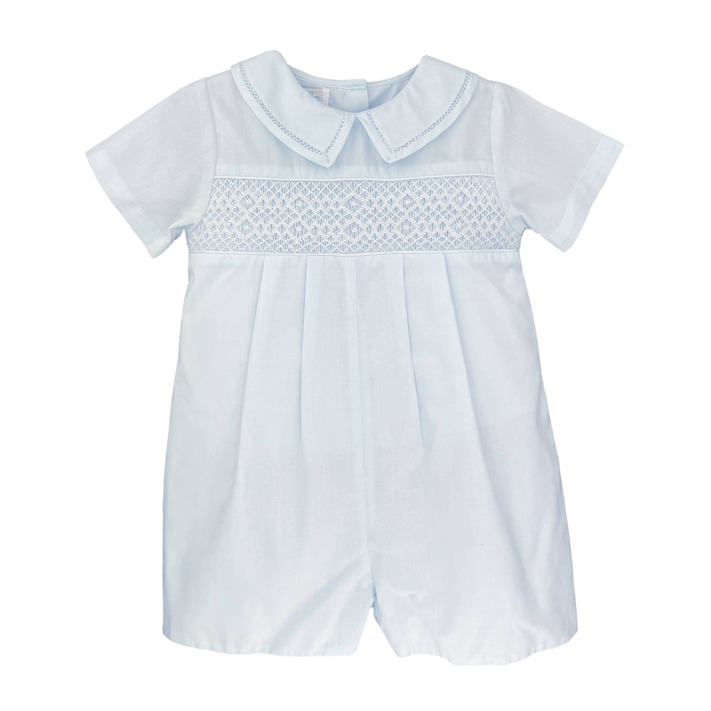 Diamond Smocked Romper: Blue