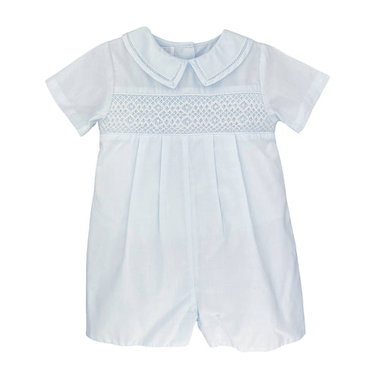 Diamond Smocked Romper: Blue