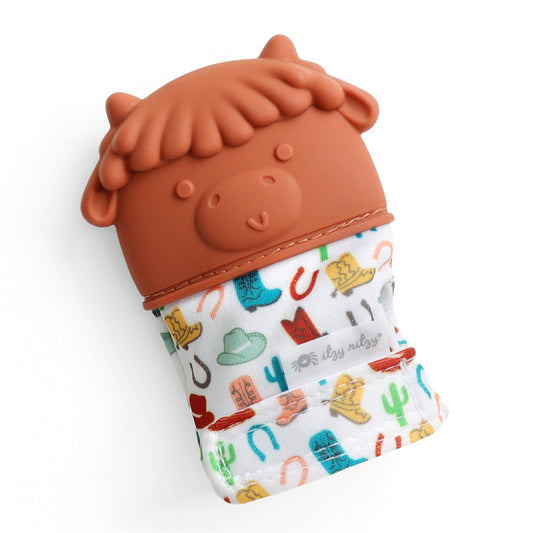 *NEW OPTION* Itzy Mitt™ Silicone Teething Mitts: Highland Cow