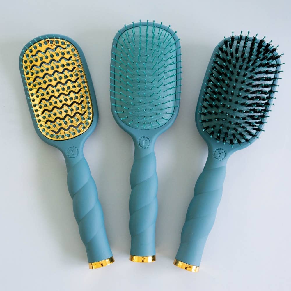 Boar Bristle Hair Brush - Teal With It