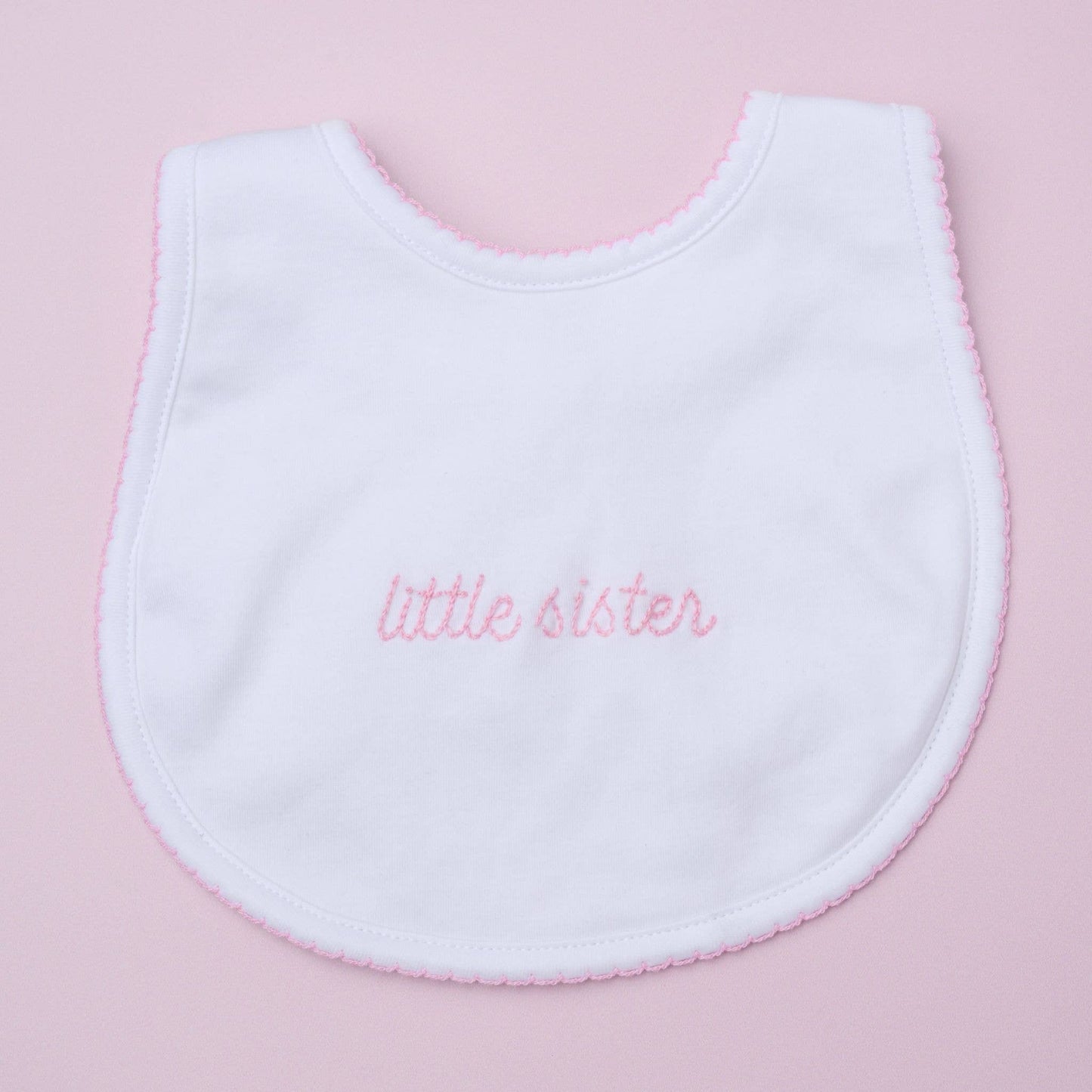 Little Sister Embroidered Bib: One Size