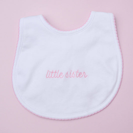 Little Sister Embroidered Bib: One Size