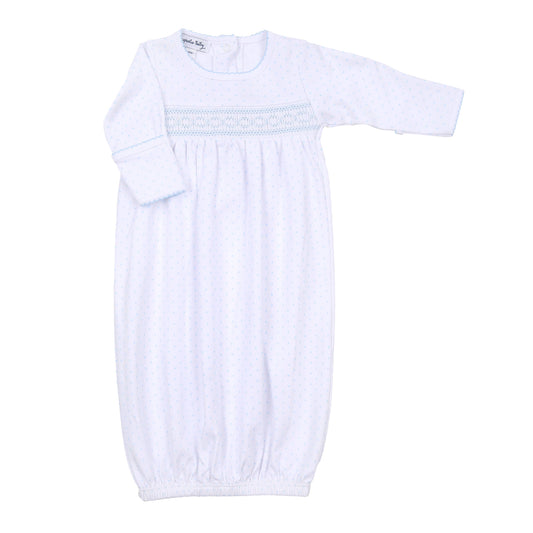 Mini Dots  Smocked Gown - Blue