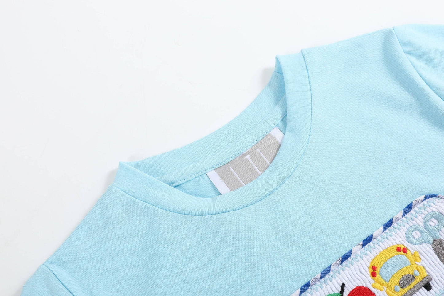 Light Blue Smocked School Shirt and Shorts Set