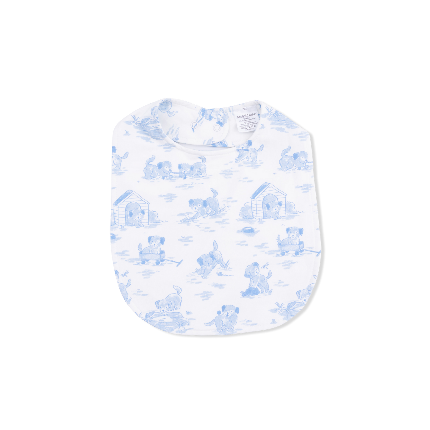 Puppy Toile Blue - Feeding Bib: 0-3M
