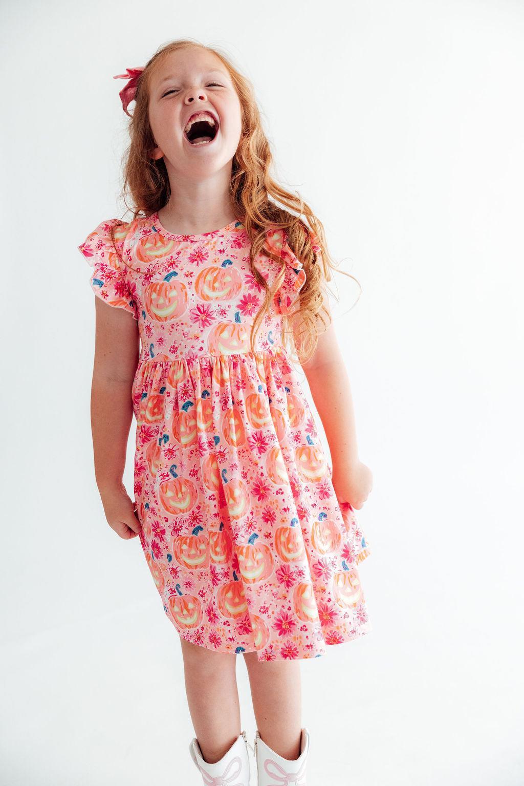 Spooktacular Flutter Sleeve Twirl Dress