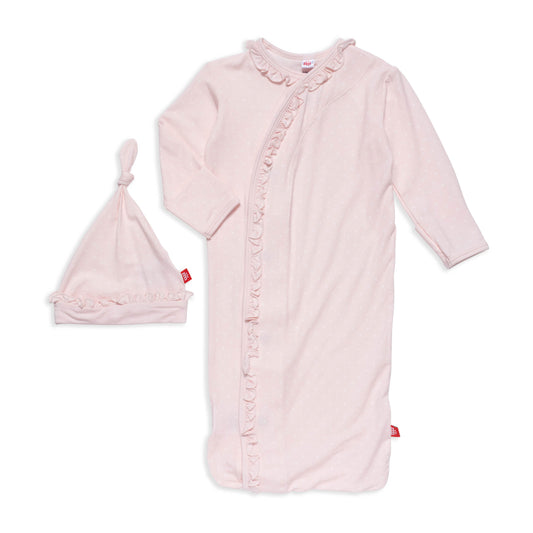 PIN DOT PINK MODAL MAGNETIC GOWN + HAT SET